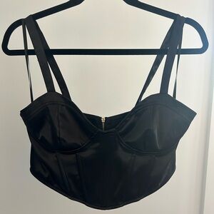 Black Satin Bustier Top